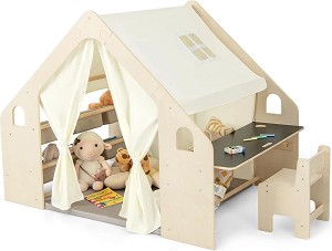 Детска дървена къща 6 в 1 - Ginger Home - С размери 113 / 141 / 99 cm — AT-KF-2401