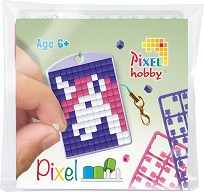 Мозайка ключодържател Розов еднорог - Pixelhobby - Творчески комплект — 23111