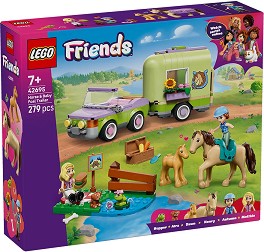 LEGO Friends - Ремарке за кон и бебе жребче - Детски конструктор — 42695