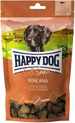 Лакомства за кастрирани кучета Happy Dog Toscana - 100 г, с патешко и сьомга, от серията Soft Snack