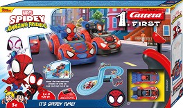 Писта за колички с дистанционни It's Spidey Time - Carrera - С 2 колички със светлини на тема Спайдърмен — 20063049
