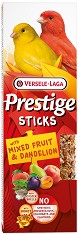 Крекери за канарчета VERSELE LAGA Sticks - 2 × 30 г, с плодове и глухарче, от серията Prestige