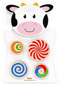 Дървена образователна кравичка за стена - Viga Toys — 50677
