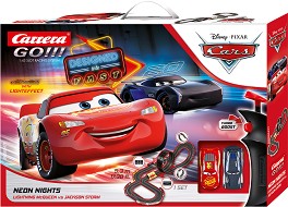 Писта за колички с дистанционни Neon Nights - Carrera - С 2 колички със светлини на тема Колите — 20062477